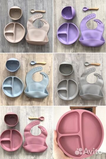 Набор детской силиконовой посуды новый