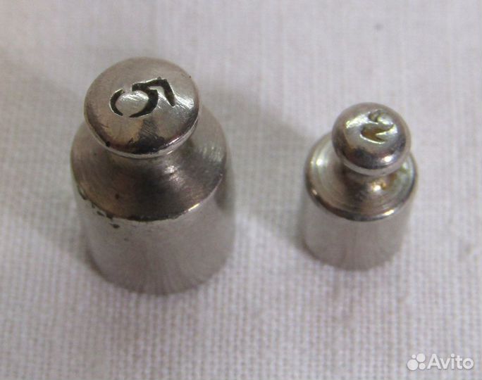 Гиря, гирьки старинные, разновесы, 5 и 2 гр №8093