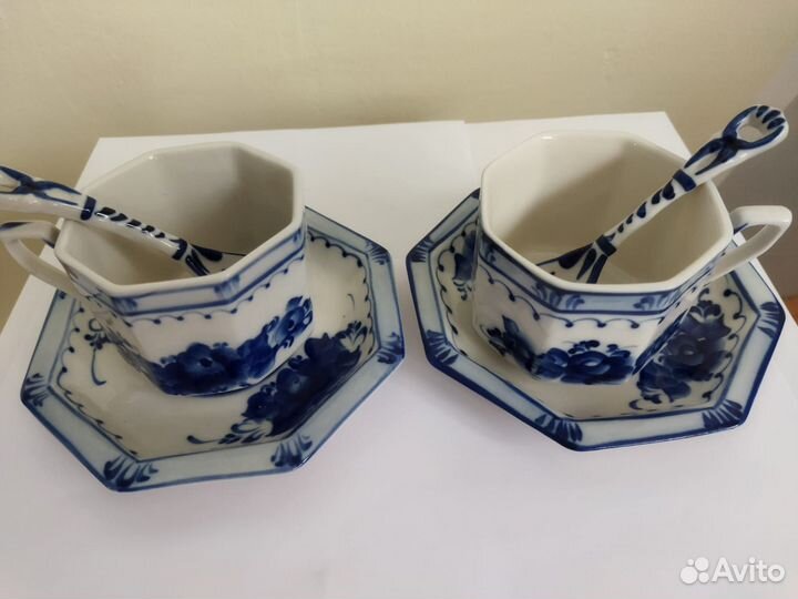 Чайная пара гжель 2 шт. и кружка гжель 1 шт