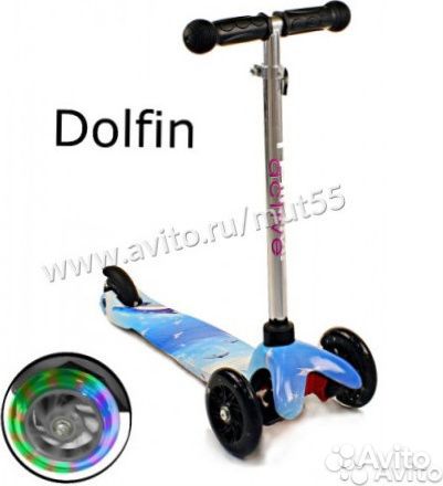 Самокат трехколесный Mini Up Flash Print Dolphin