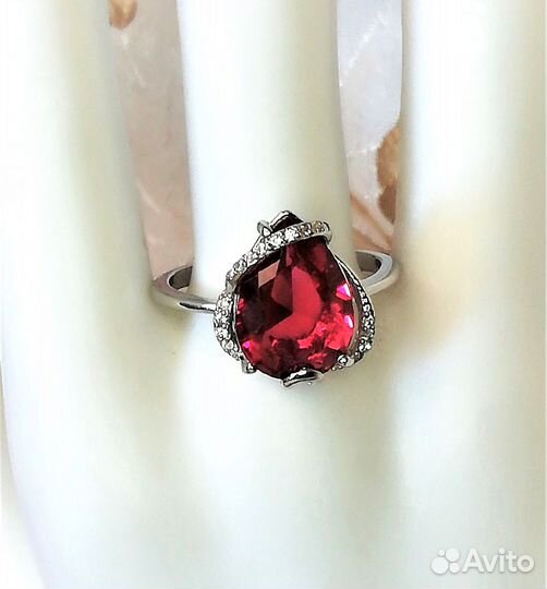 Серьги, кольцо серебро турмалин разм.19,0 С233