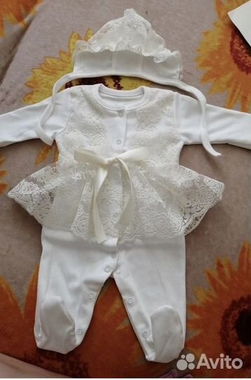 Комплект (конверт и слип) на выписку для девочки