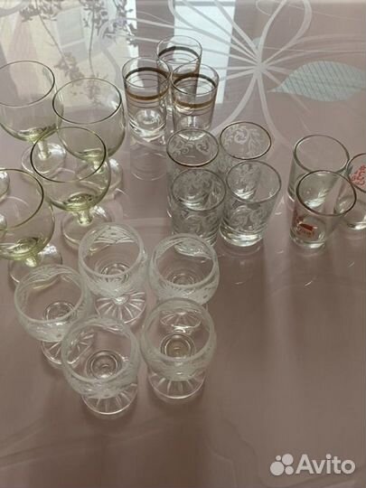 Рюмки и стопки СССР цветное стекло / хрусталь