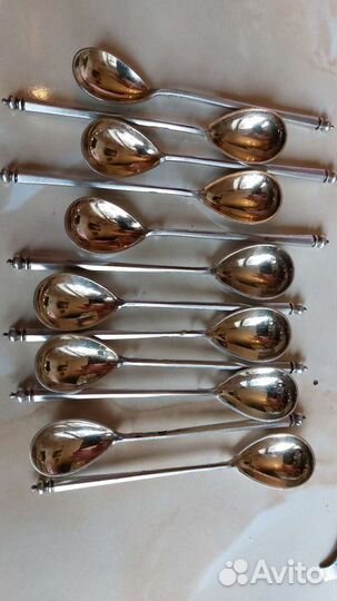 Кофейные ложки 12 штук Россия серебро 84пр