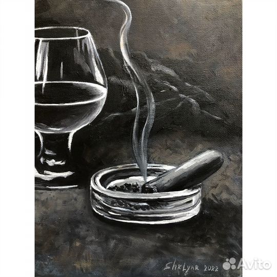 Картина маслом Подарок мужчине натюрморт 30х40см