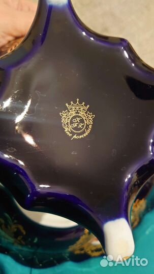 Ваза для фруктов на ножке. Кобальт