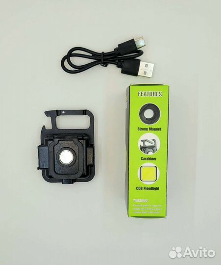 Фонарь с карабином аккумуляторный металл