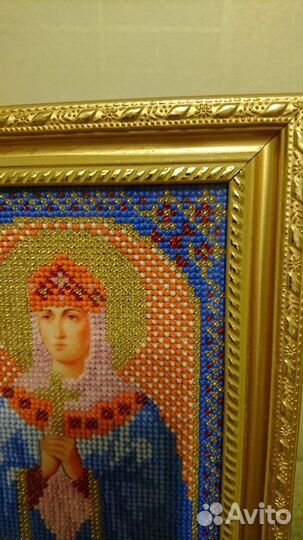 Икона, вышитая бисером. 