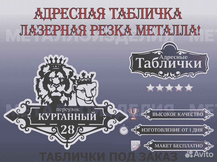 Адресная табличка металлическая