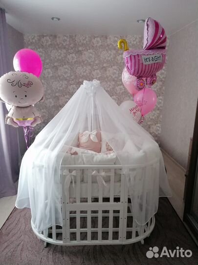 Детская кроватка трансформер круглая