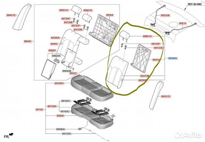 Б/У Сидение - Есть порванная частьn- Без