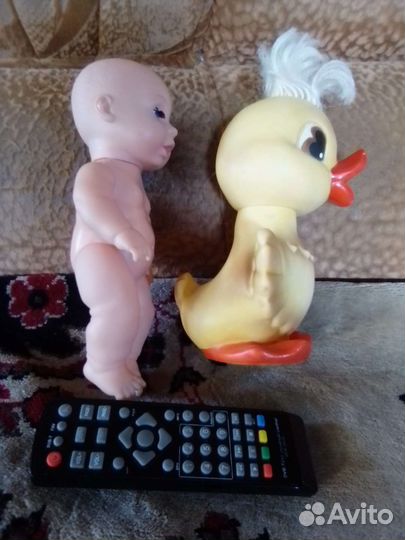 Резиновые игрушки СССР утёнок,пупс