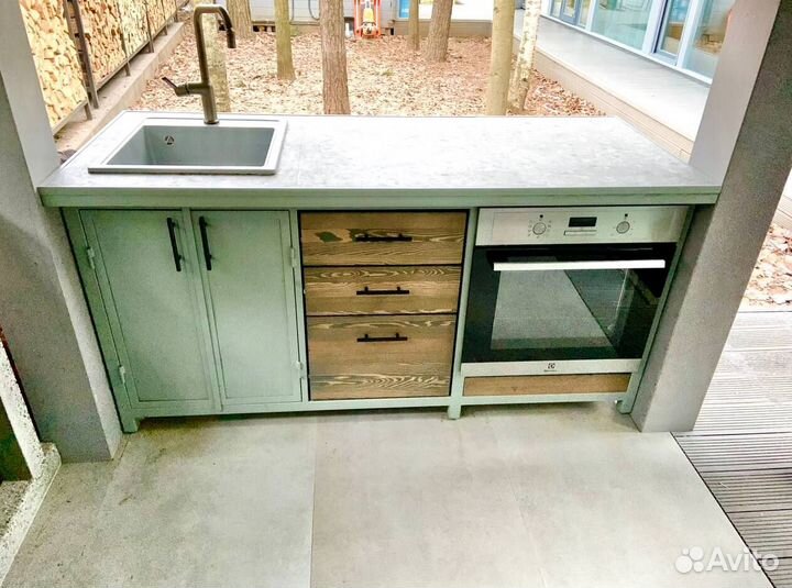 Кухня лофт на дачу в беседку летнюю кухню