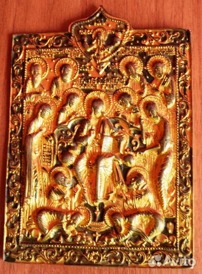 Седмица - икона медная (меднолитая) 18 век с ушком