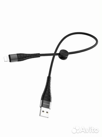 Кабель USB - Lightning,5A, тканевая оплетка, 0.25м
