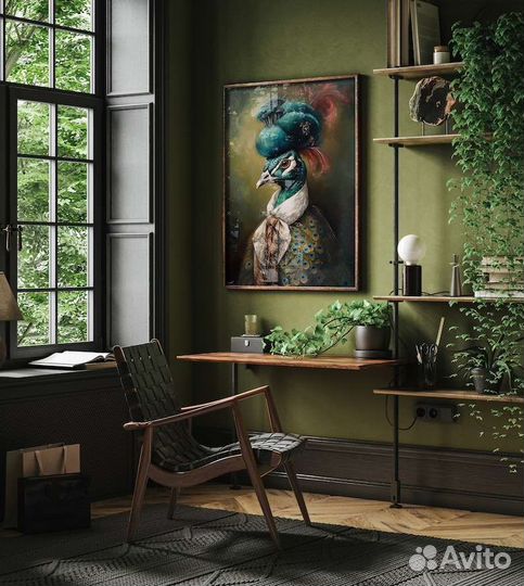 Мужчина павлин картина маслом