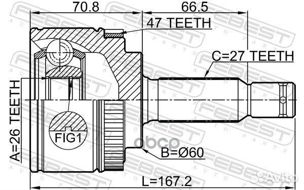 ШРУС внешний 26X60X27 KIA opirus 2003-2006 2210