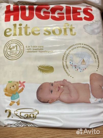 Подгузники huggies elite soft 2 новые
