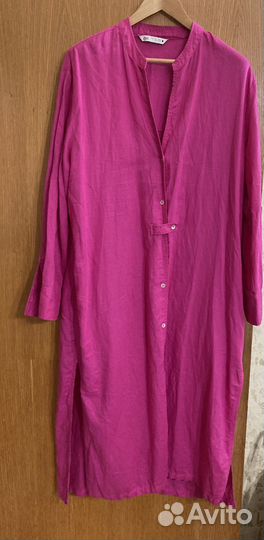 Платье рубашка zara лен