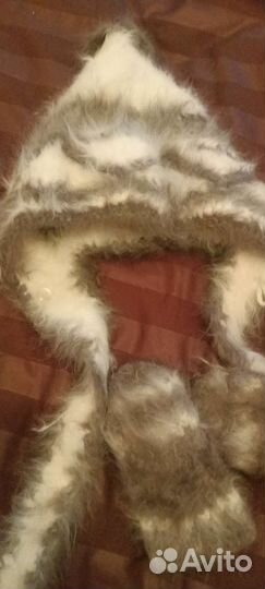 Шапочка из кроличьего пуха и варежки