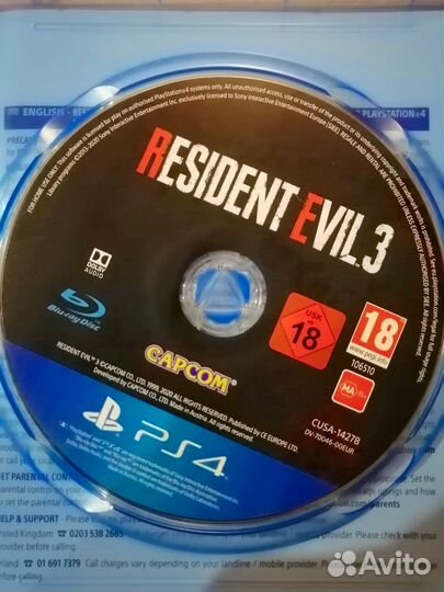 Resident evil 3 PS4 диск