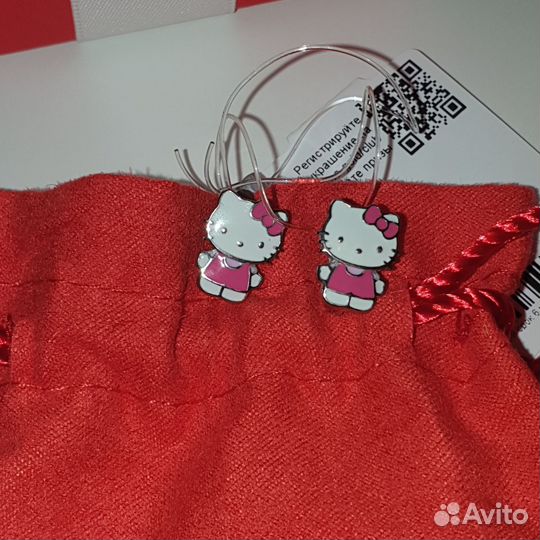 Серьги для девочки Hello kitty