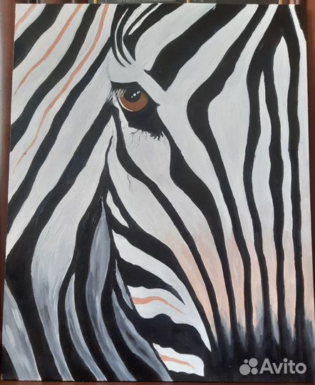 Картина маслом Зебра