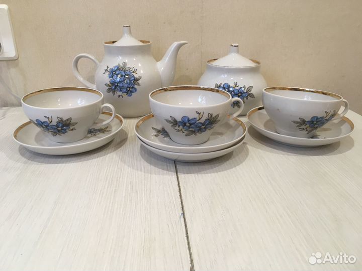 Сервиз чайный Дулево цветы винтаж СССР