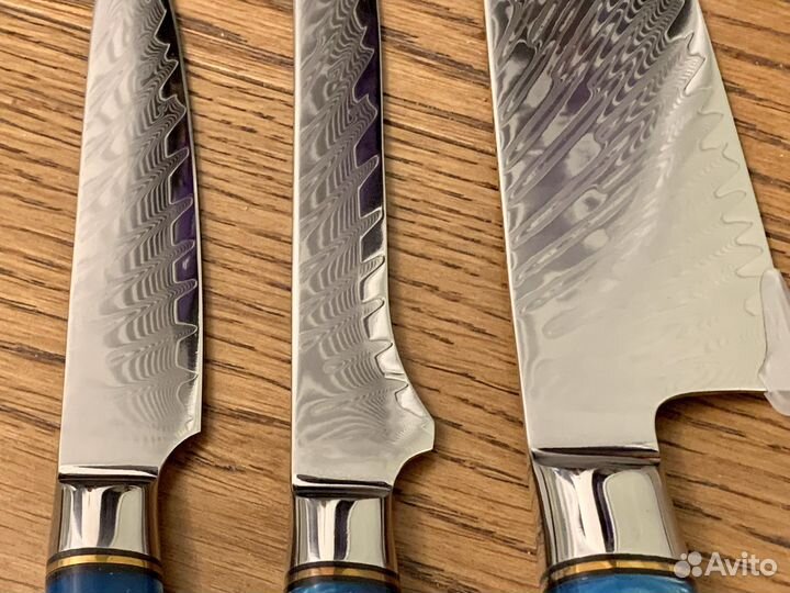 Ножи кухонные. Набор. Дамасская сталь 67 слоев