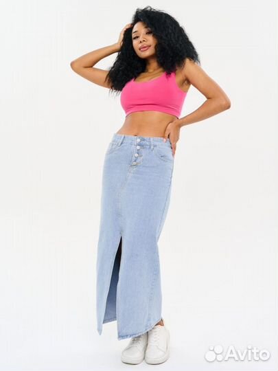 Джинсовая юбка женская длинная 48 размер