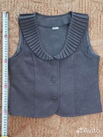 Жилетка для девочки школьная 140-146 серая