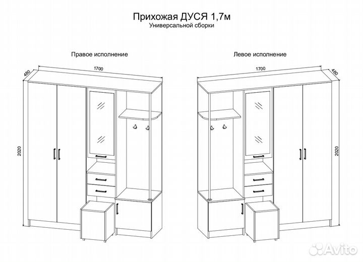 Прихожая Дуся 1,7 м в наличии