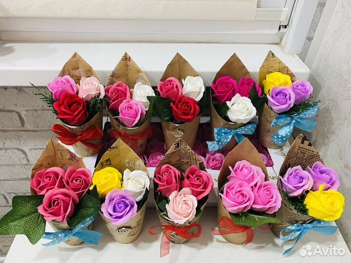 Мини букеты из мыльных роз