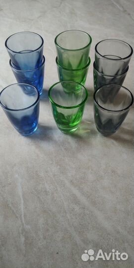 Набор: графин и рюмки из цветного стекла