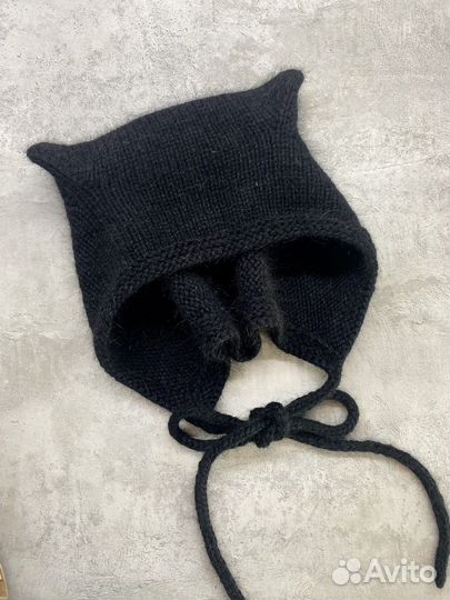 Чепчик женский с ушками, пушистый