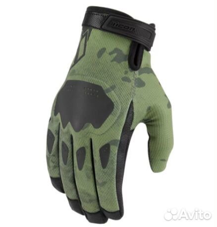 Мотоперчатки Icon Hooligan CE Green Camo зелёные