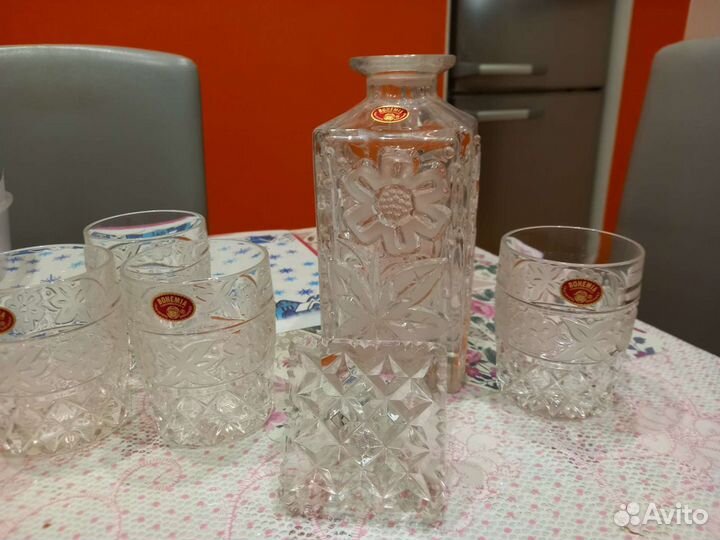 Набор штоф и стаканы Богемия