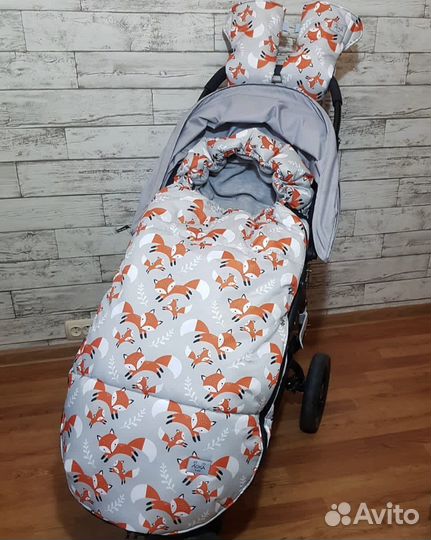 Зимний конверт в коляску+муфты