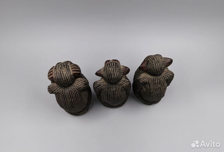 Статуэтка из дерева. Обезьяны, не вижу, не слышу