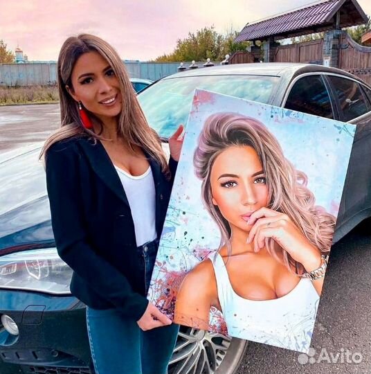 Портреты по фото на холсте на праздник с доставкой