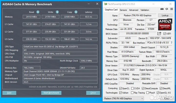 Игровой Xeon E5-2650 V2 / 32gb / 256gb / RX 488
