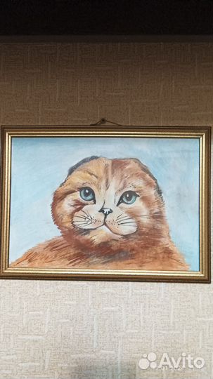 Картина котик пастель