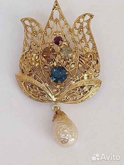 Крупная брошь винтаж Чехия