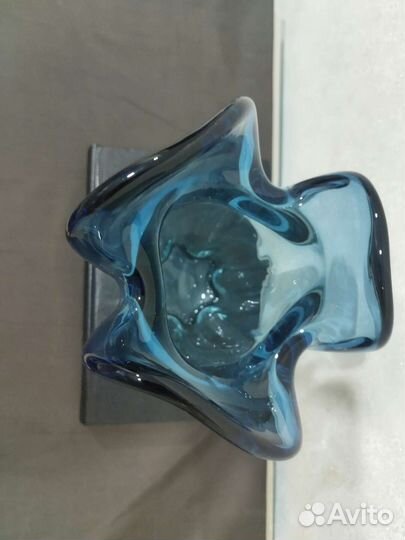 Ваза синее цветное стекло СССР