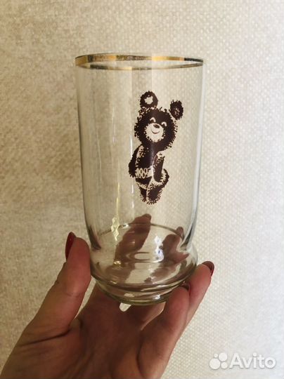 Стакан сссс тонкие стекло с Олимпийским мишкой