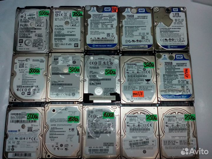 HDD 2'5 для ноутбуков от 80GB до 1000GB