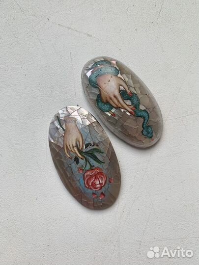 Кабошон перламутр с росписью