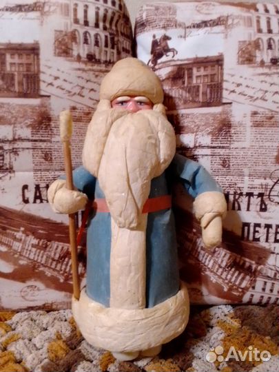Дед Мороз СССР, папье-маше, вата, 38 см