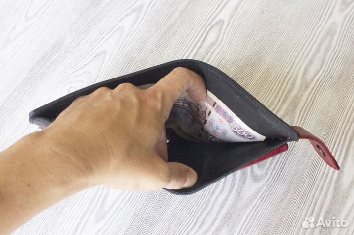 Портмоне из натуральной кожи черно-серое