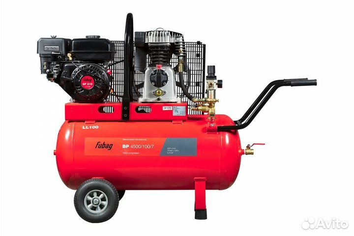 Компрессор fubag bp 4500/100/7 450 л/мин 100л 10бар 5.2 квт бензин 641278